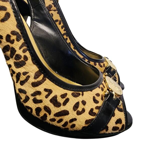 AK Anne Klein Women Shoes, iFlex Cheetah Print Fur Slingback Peep Toe Pumps 7.5 - Picture 7 of 10